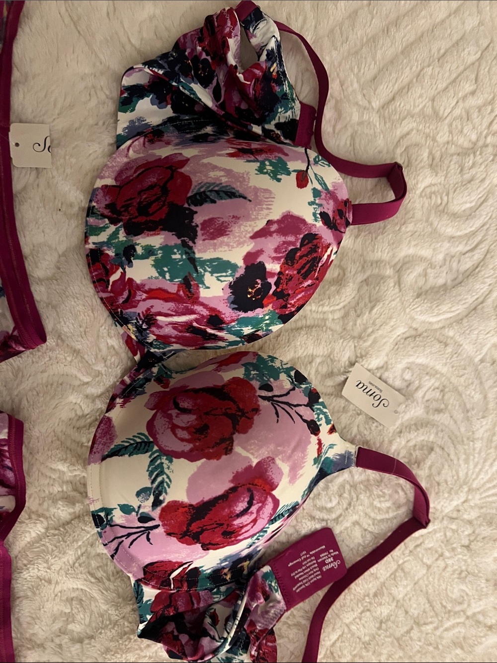 Soma Memorable Full Coverage Bra in Floral Print with Matching High Leg Briefs
